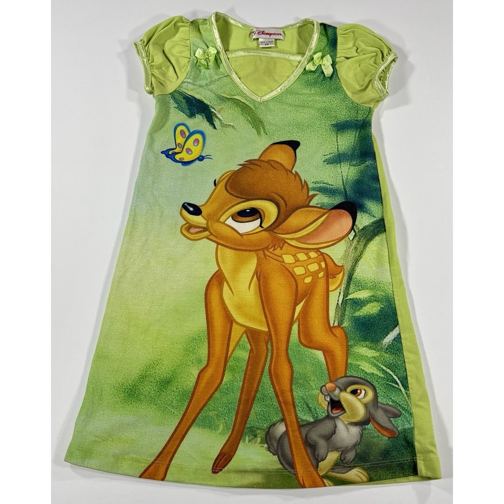 Y2K Disney Store 2000's Bambi Thumper Nightgown XS Green Retro Fairycore Pajama
